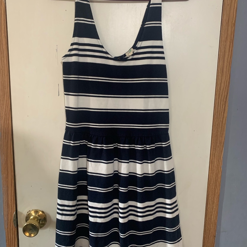 J. Crew Stripe Villa Dress Size XSmall Fit Flare Button Back